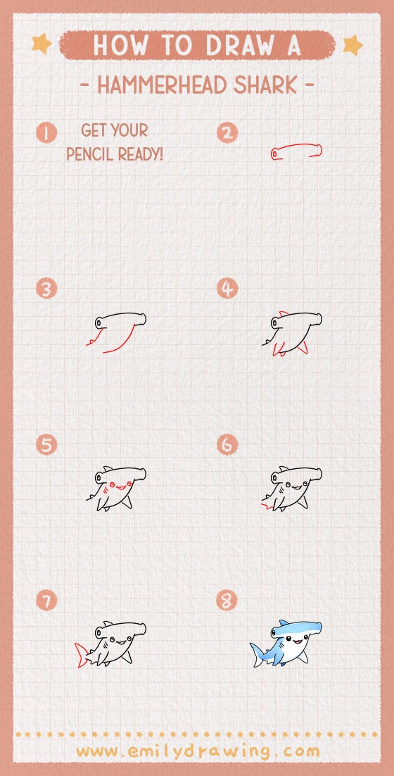 how to draw a hammerhead shark pinterest pin